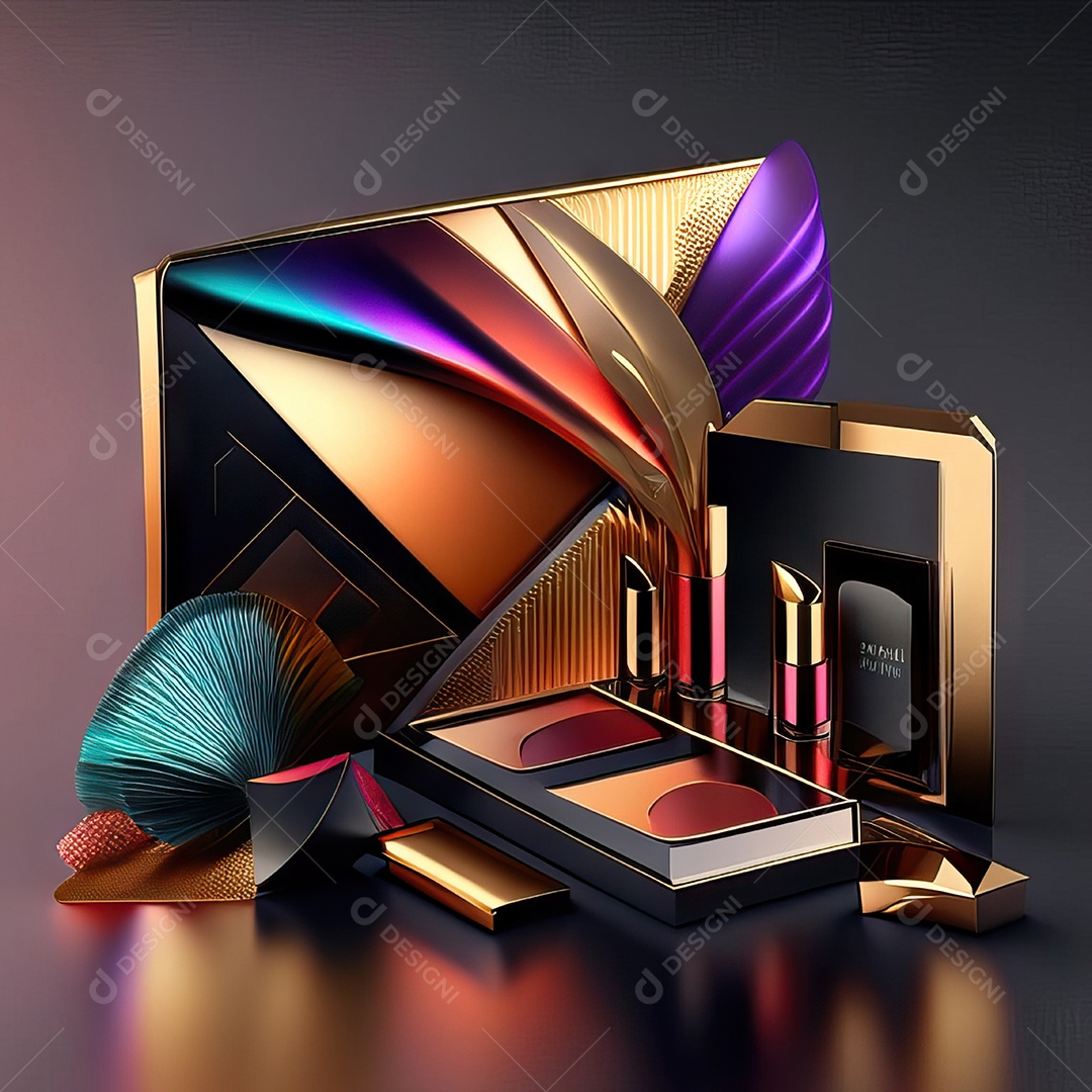 Paletas de maquiagem produto moda renderização 3d