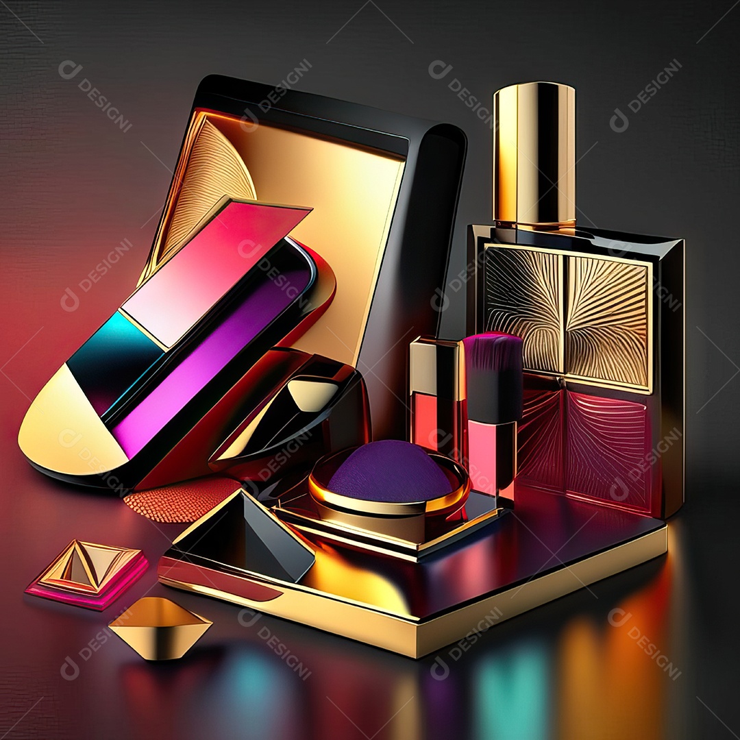 Paletas de maquiagem produto moda renderização 3d