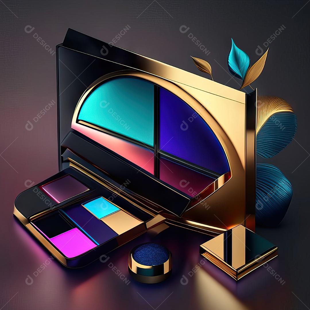 Paletas de maquiagem produto moda renderização 3d