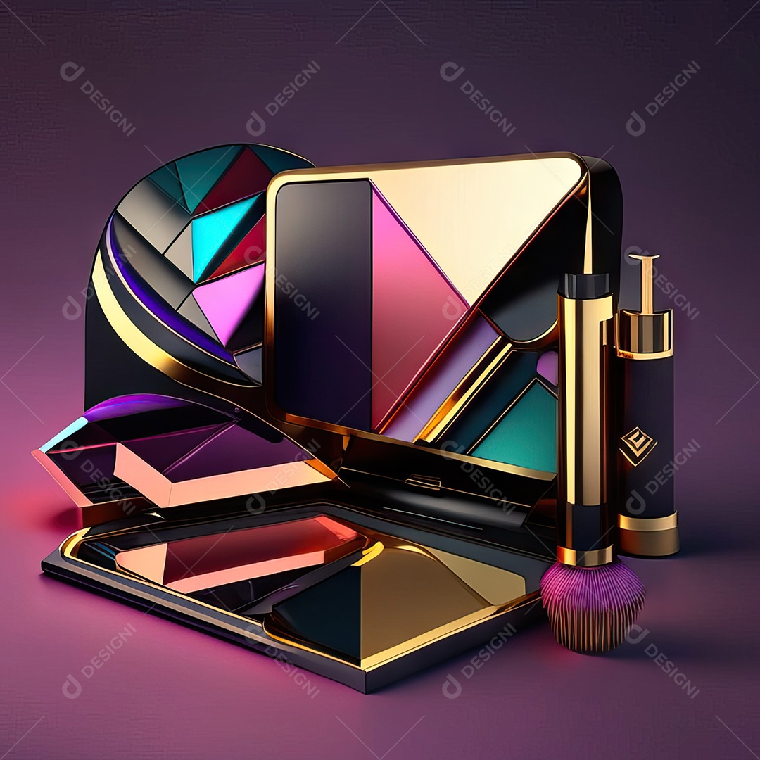 Paletas de maquiagem produto moda renderização 3d