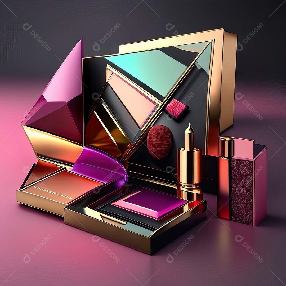 Paletas de maquiagem produto moda renderização 3d