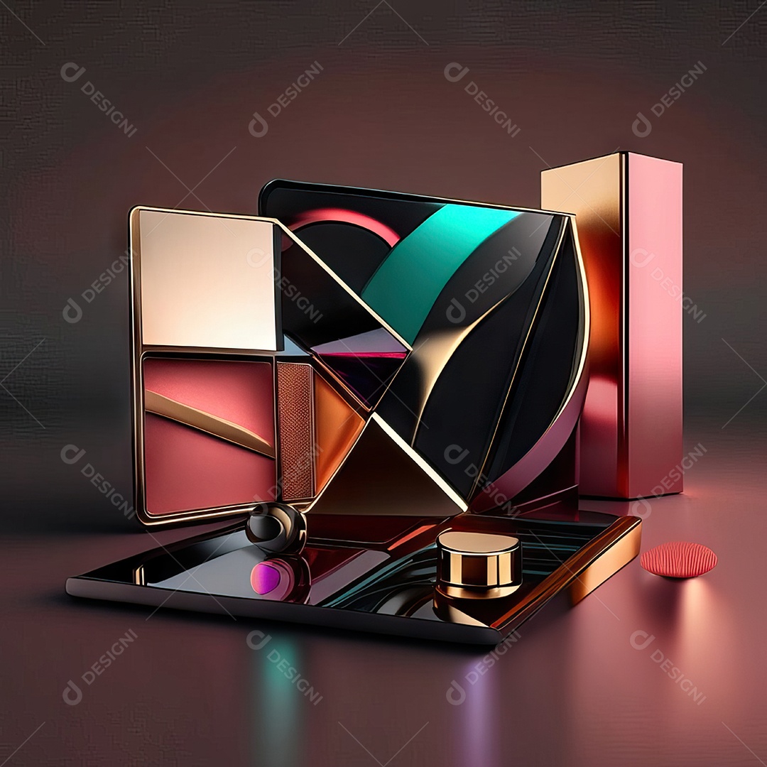 Paletas de maquiagem produto moda renderização 3d