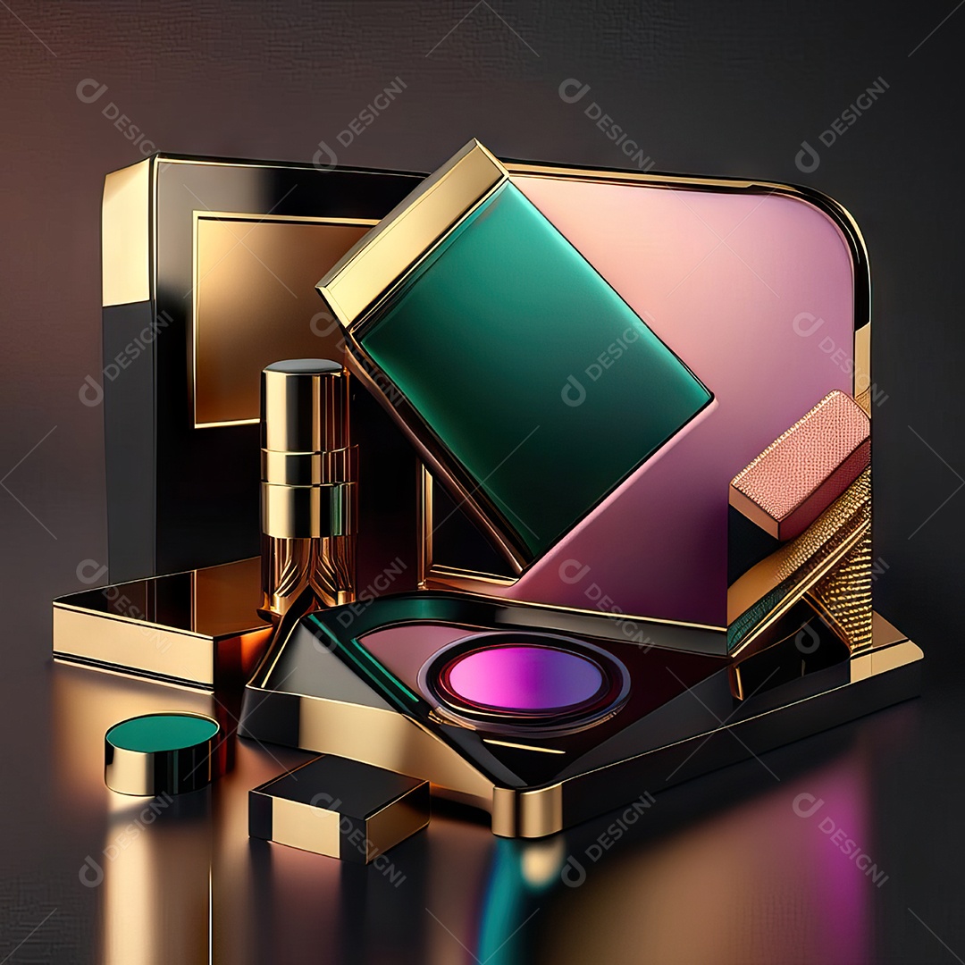 Paletas de maquiagem produto moda renderização 3d