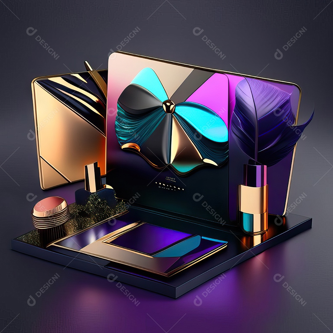 Paletas de maquiagem produto moda renderização 3d