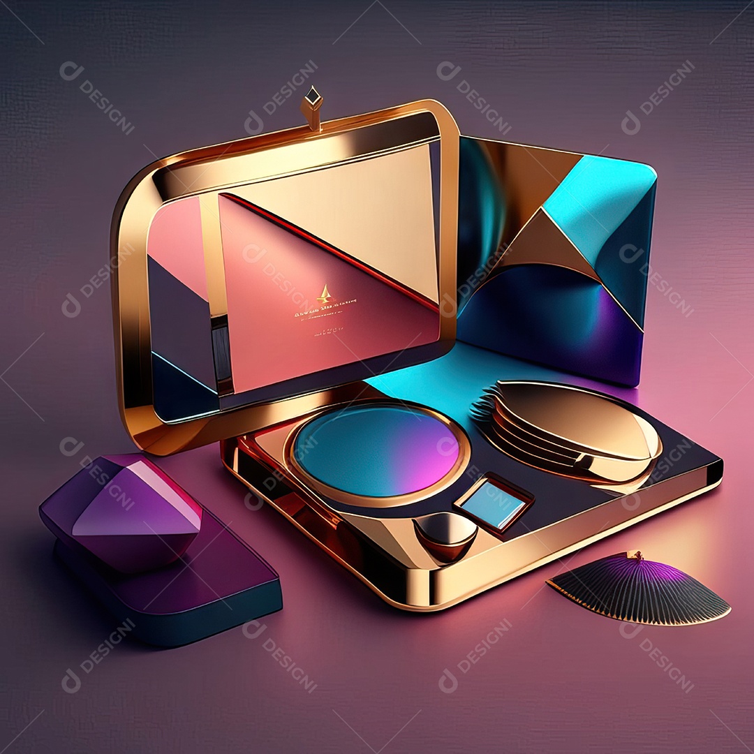 Paletas de maquiagem produto moda renderização 3d