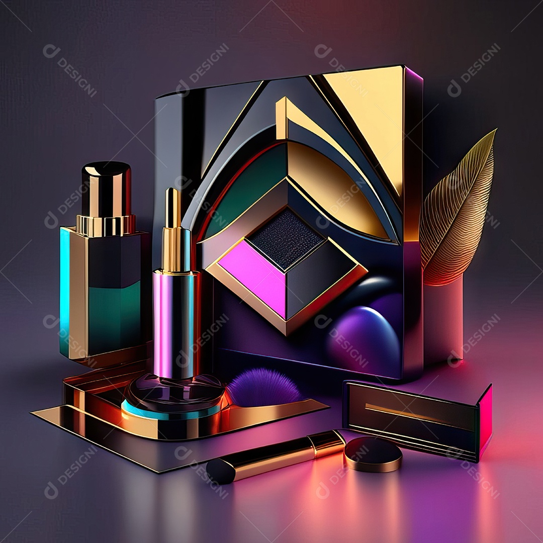 Paletas de maquiagem produto moda renderização 3d
