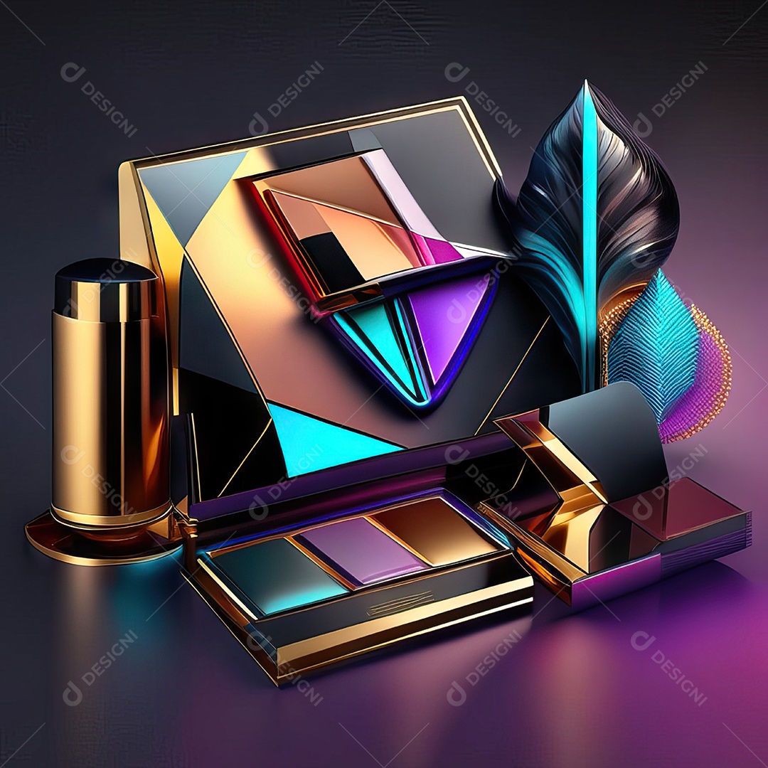 Paletas de maquiagem produto moda renderização 3d
