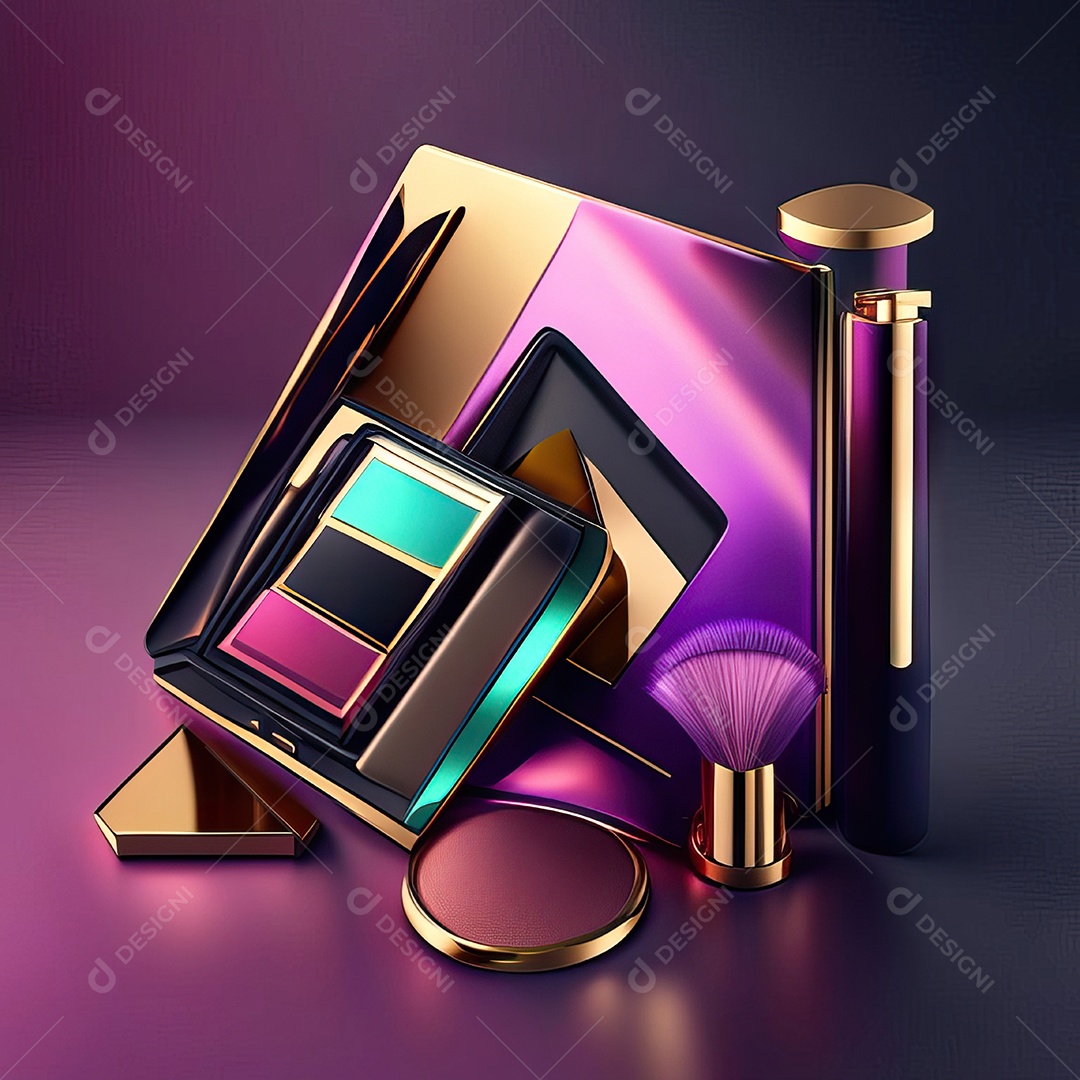 Paletas de maquiagem produto moda renderização 3d