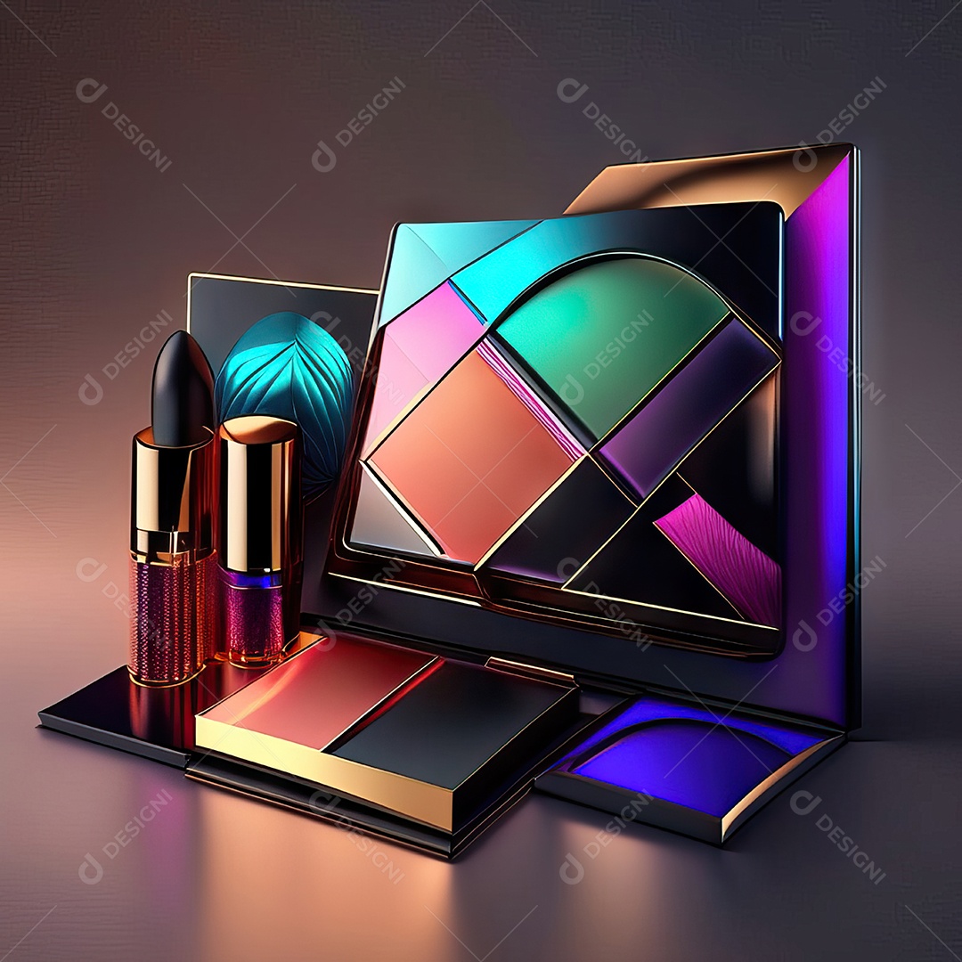 Paletas de maquiagem produto moda renderização 3d