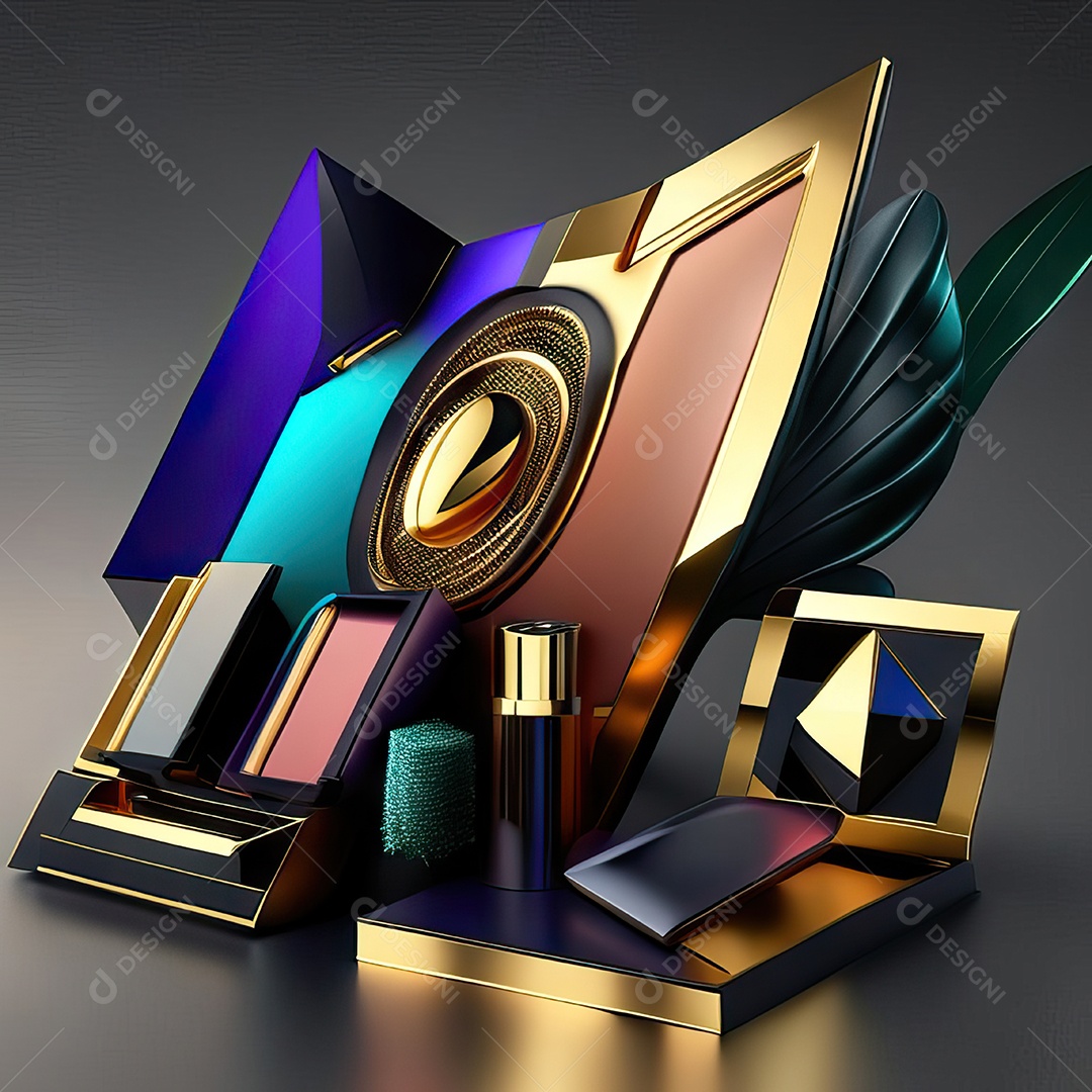 Paletas de maquiagem produto moda renderização 3d