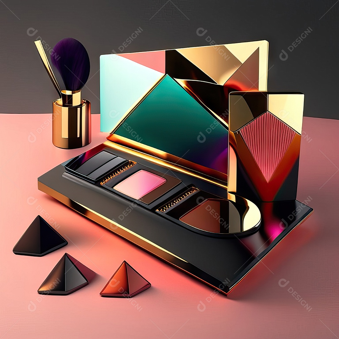 Paletas de maquiagem produto moda renderização 3d