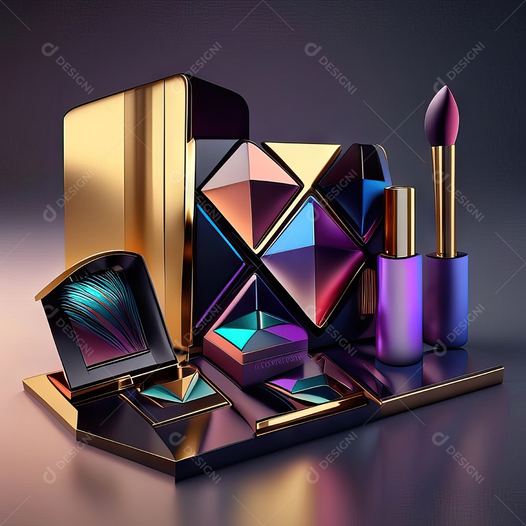 Paletas de maquiagem produto moda renderização 3d