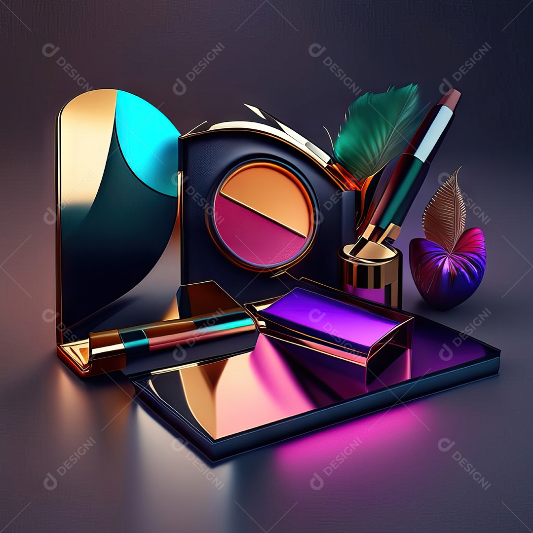 Paletas de maquiagem produto moda renderização 3d
