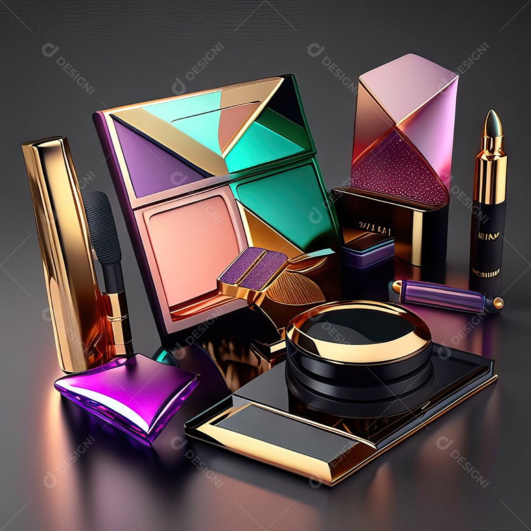 Paletas de maquiagem produto moda renderização 3d