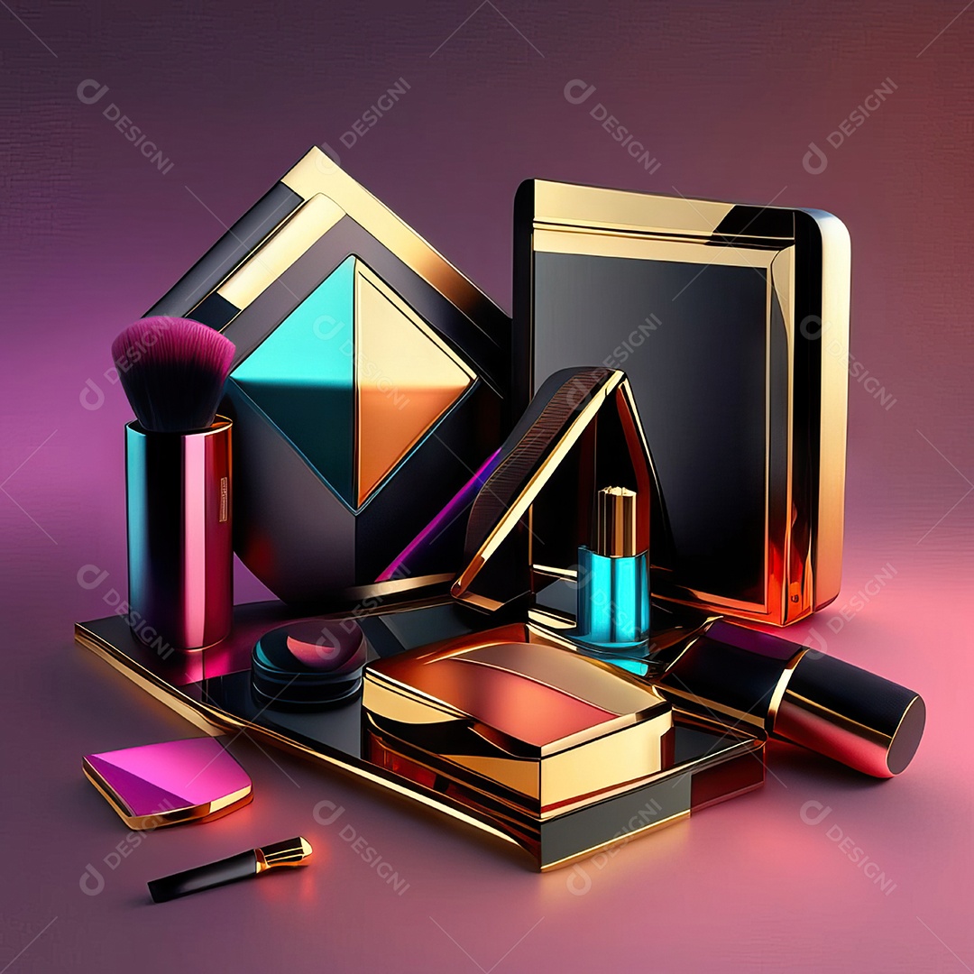 Paletas de maquiagem produto moda renderização 3d