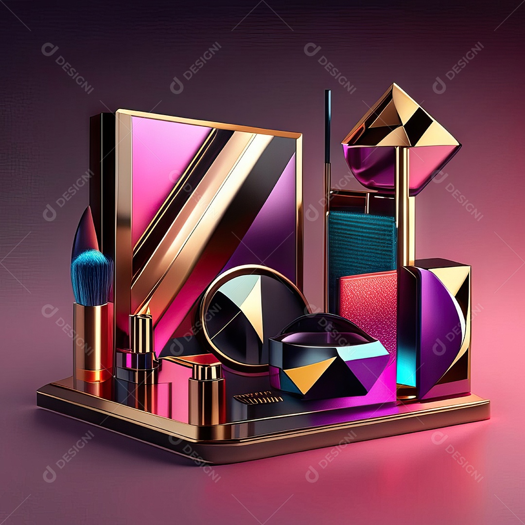 Paletas de maquiagem produto moda renderização 3d