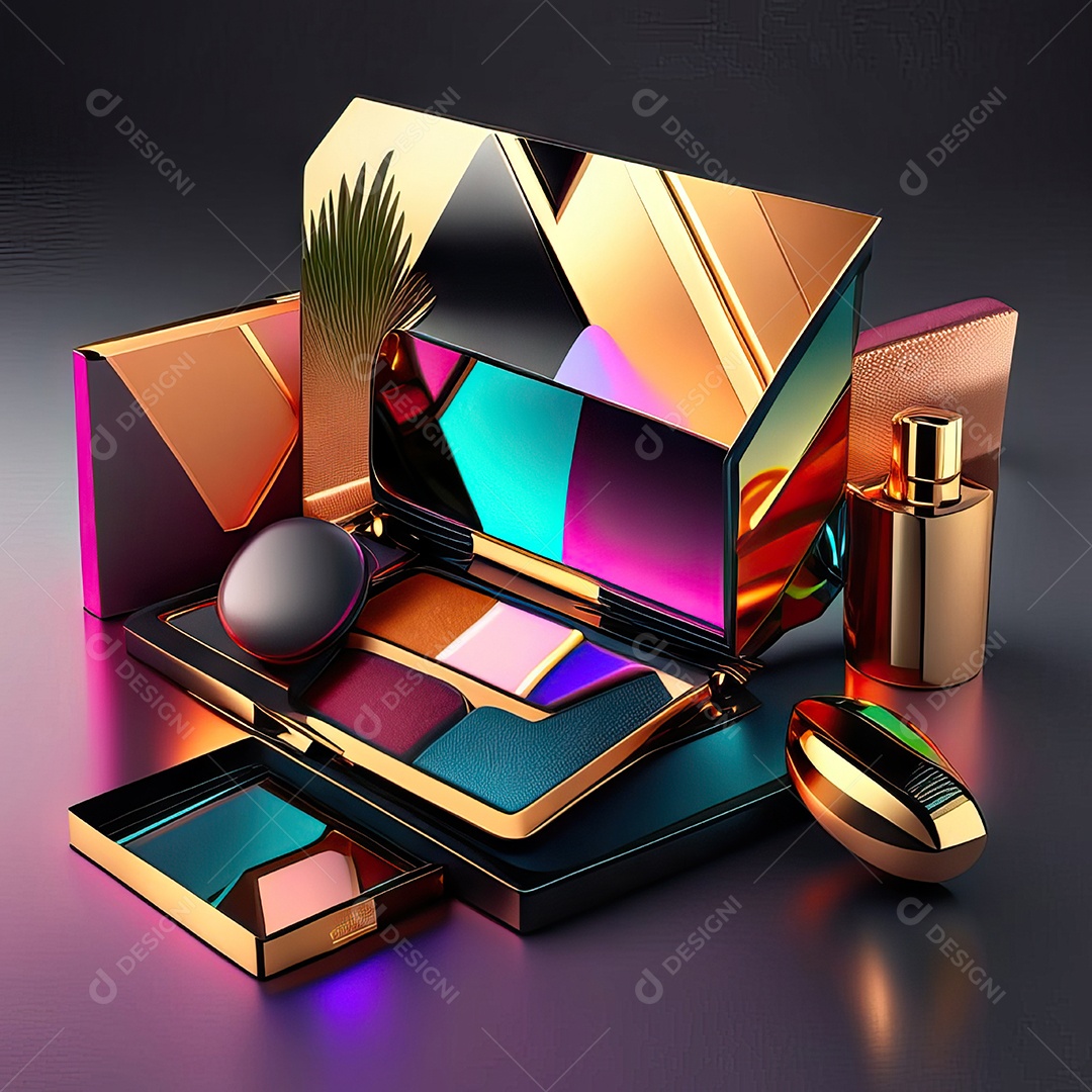 Paletas de maquiagem produto moda renderização 3d