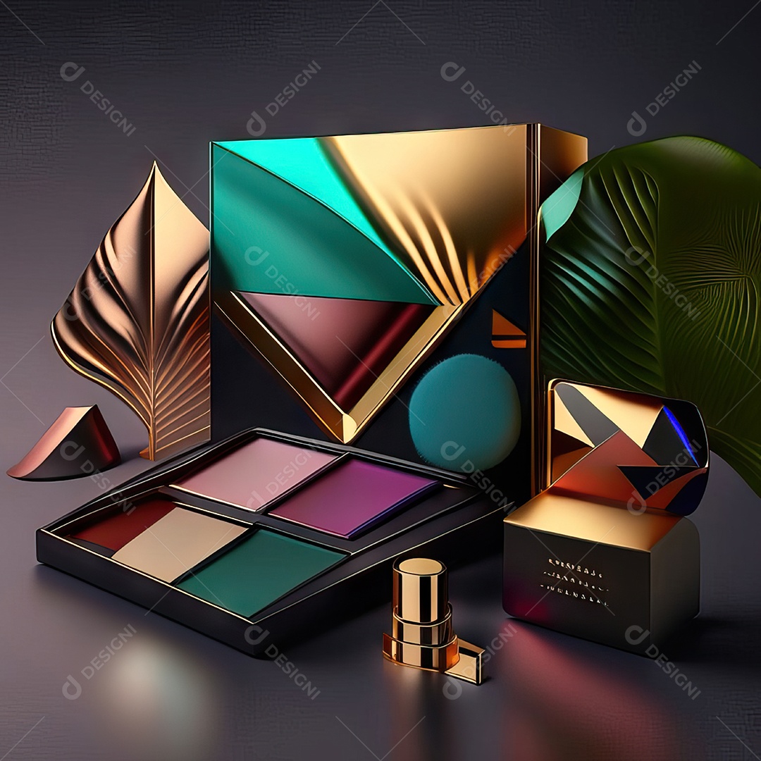 Paletas de maquiagem produto moda renderização 3d