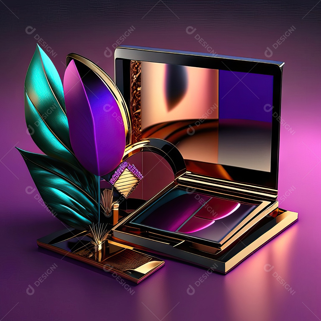 Paletas de maquiagem produto moda renderização 3d