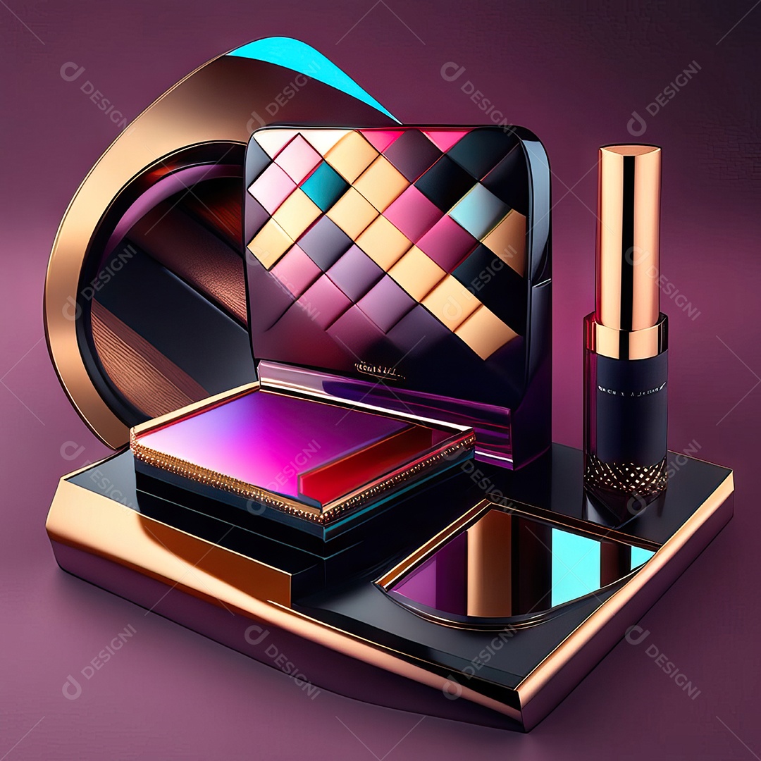 Paletas de maquiagem produto moda renderização 3d
