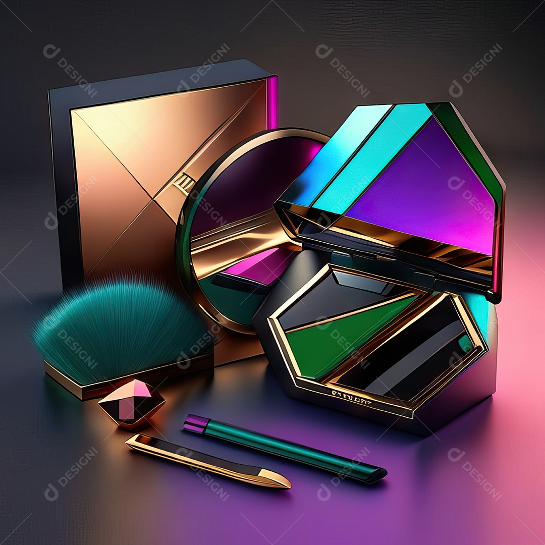 Paletas de maquiagem produto moda renderização 3d