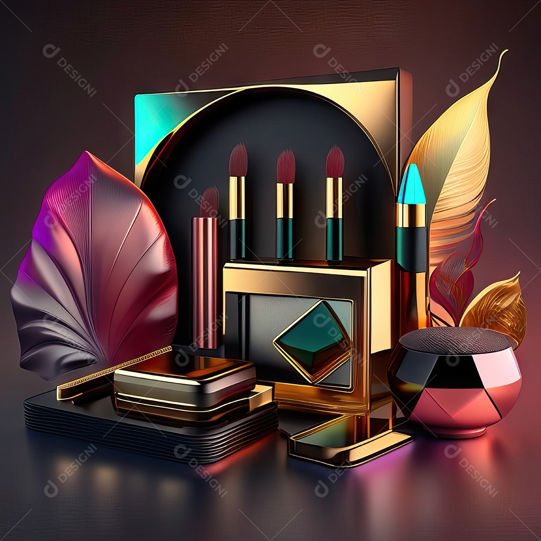 Paletas de maquiagem produto moda renderização 3d