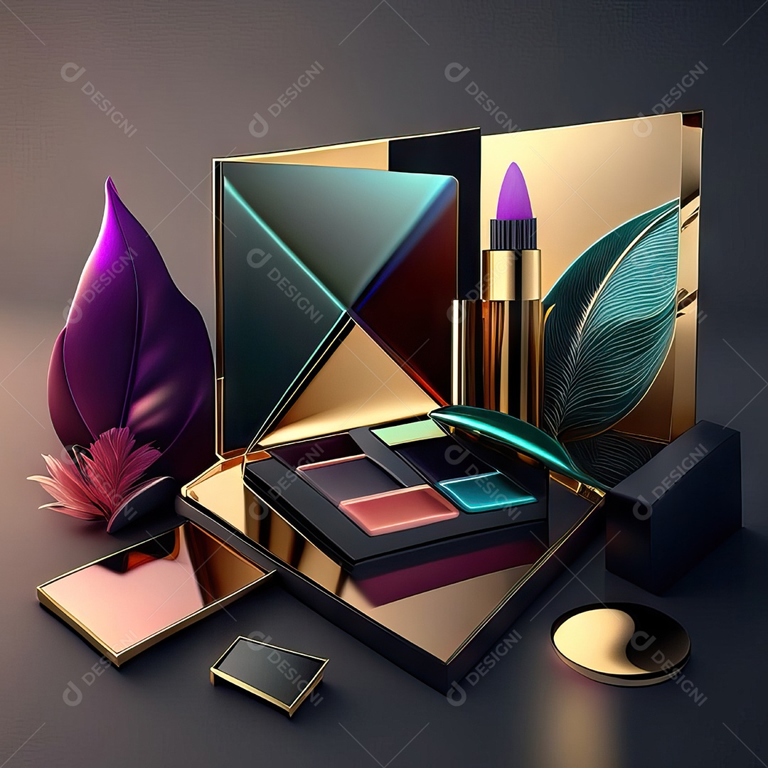 Paletas de maquiagem produto moda renderização 3d
