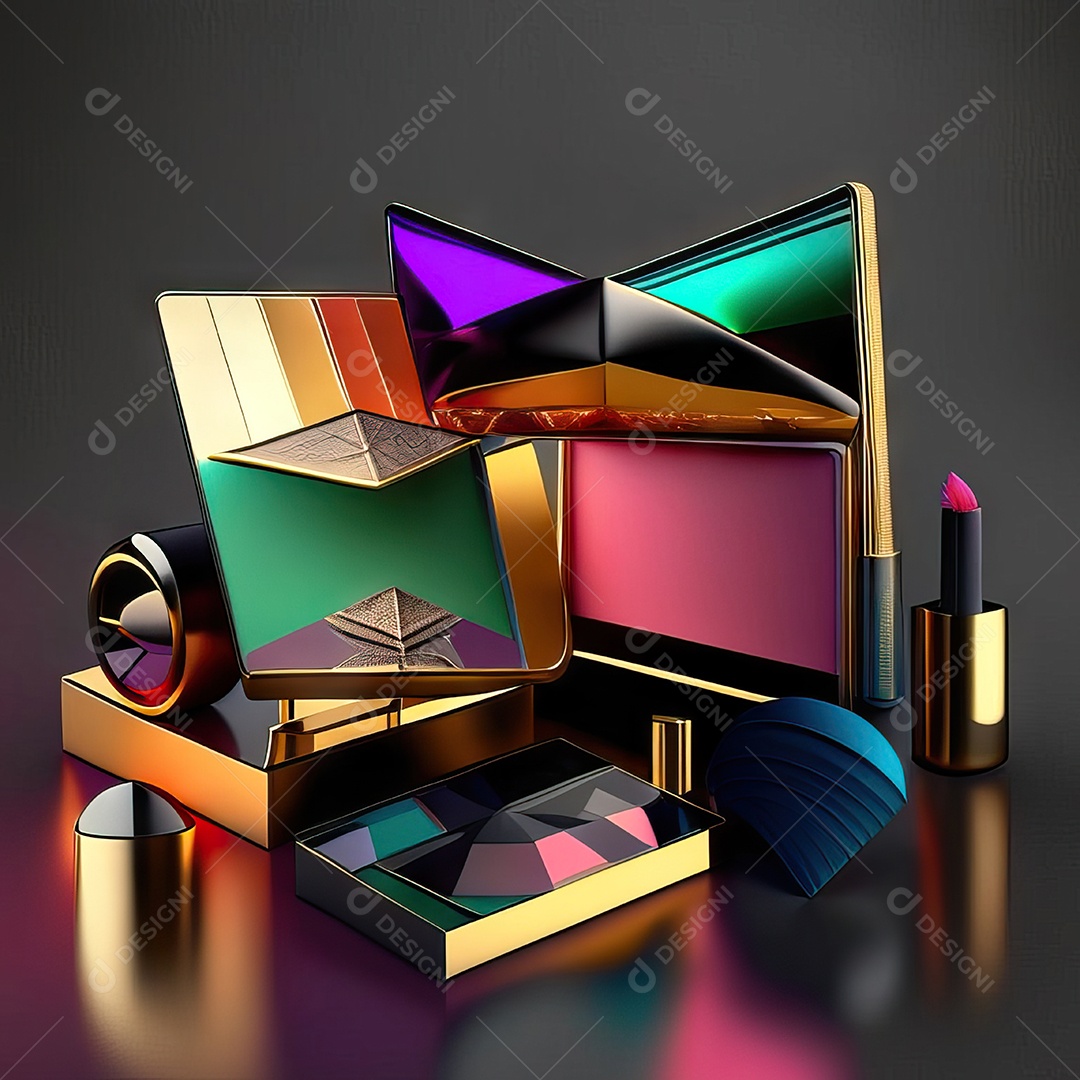 Paletas de maquiagem produto moda renderização 3d