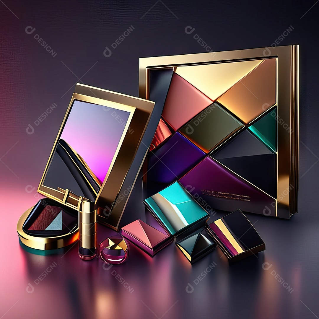 Paletas de maquiagem produto moda renderização 3d