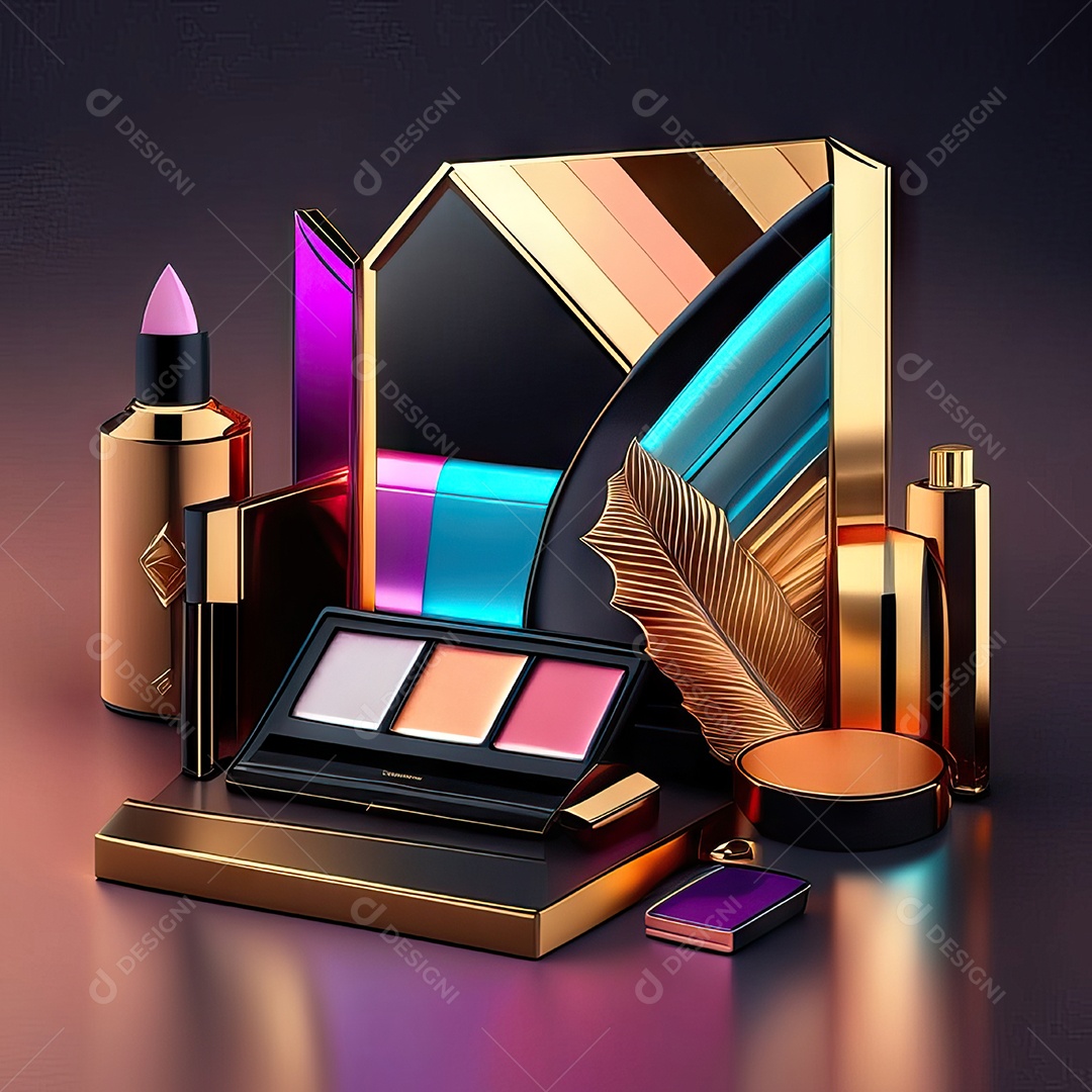 Paletas de maquiagem produto moda renderização 3d