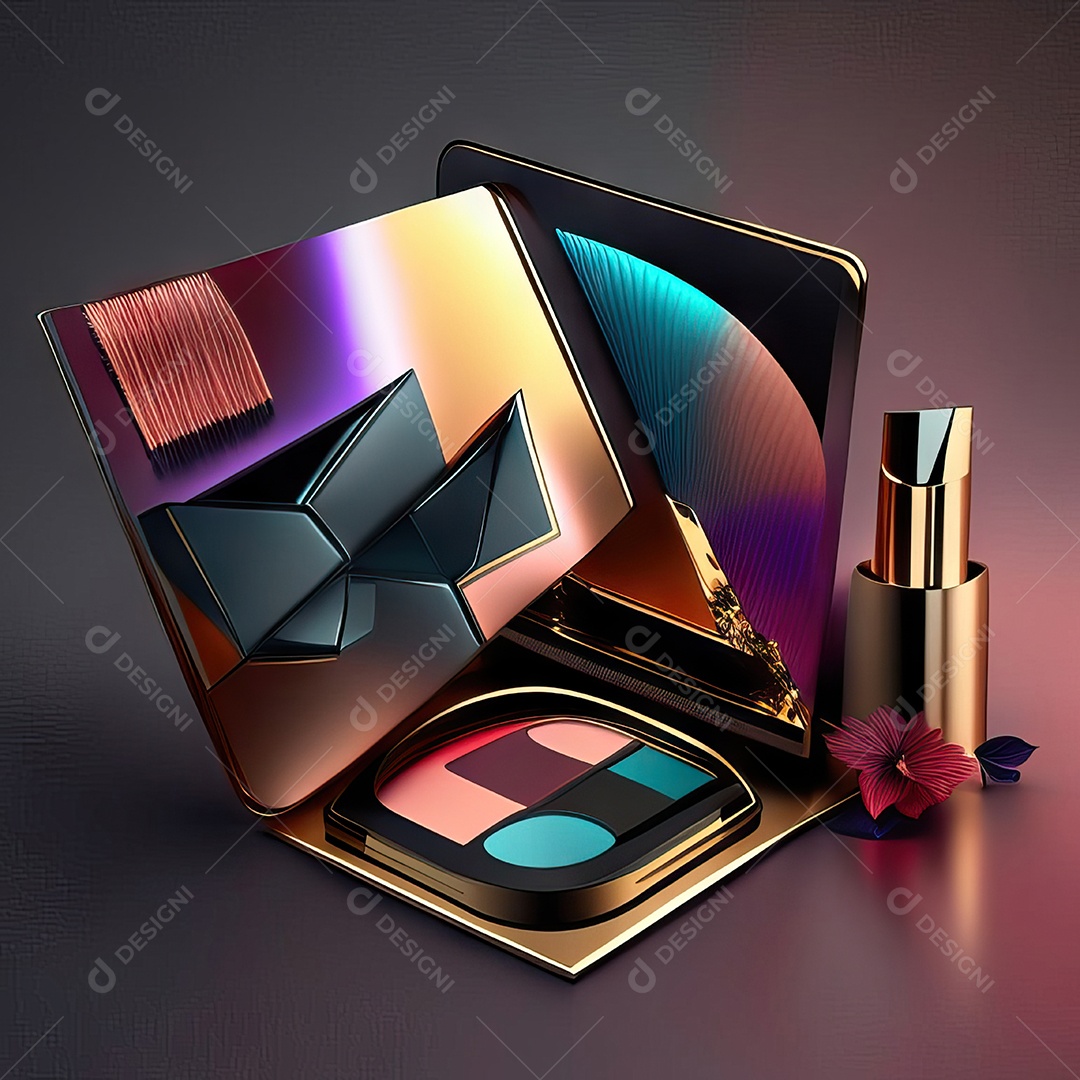 Paletas de maquiagem produto moda renderização 3d