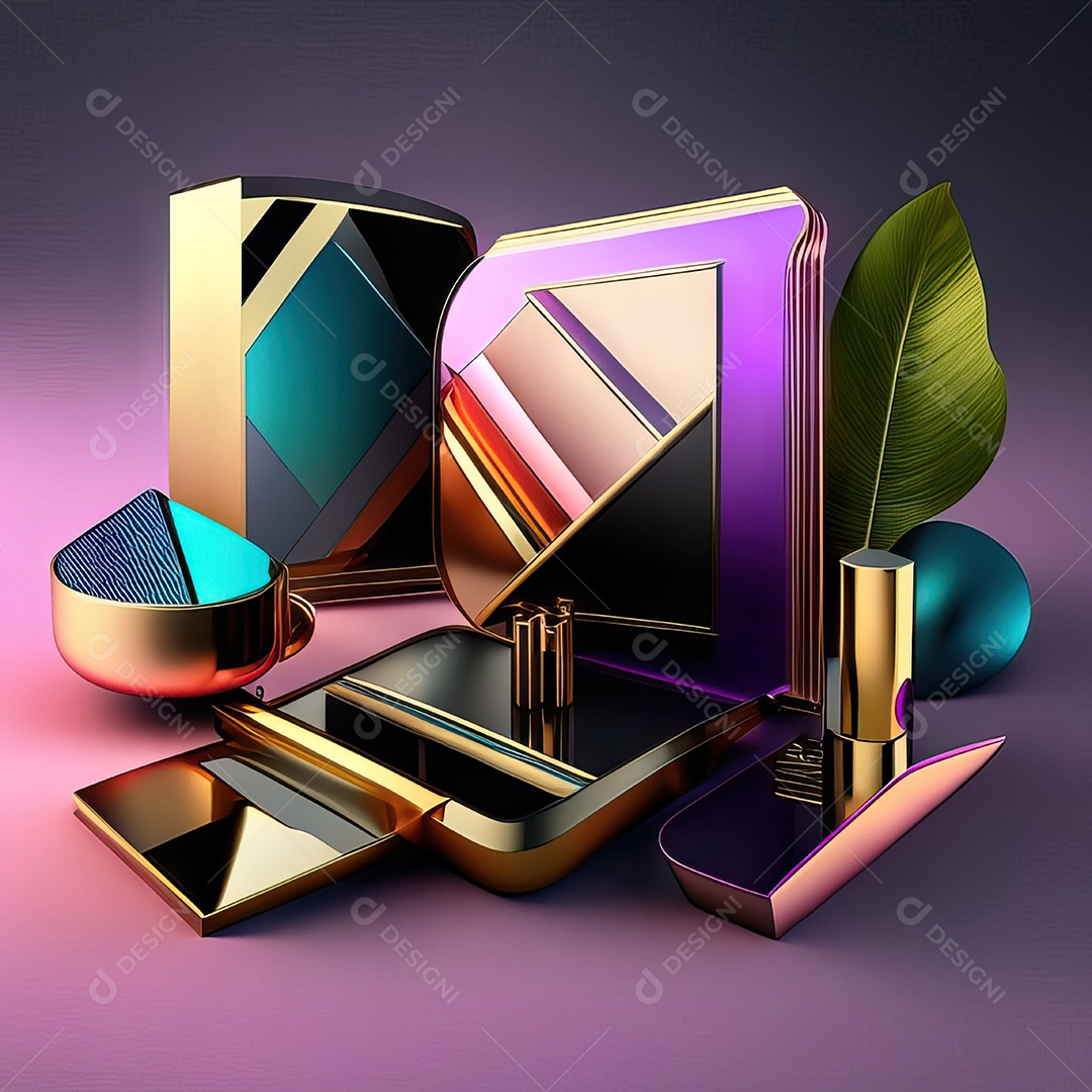 Paletas de maquiagem produto moda renderização 3d