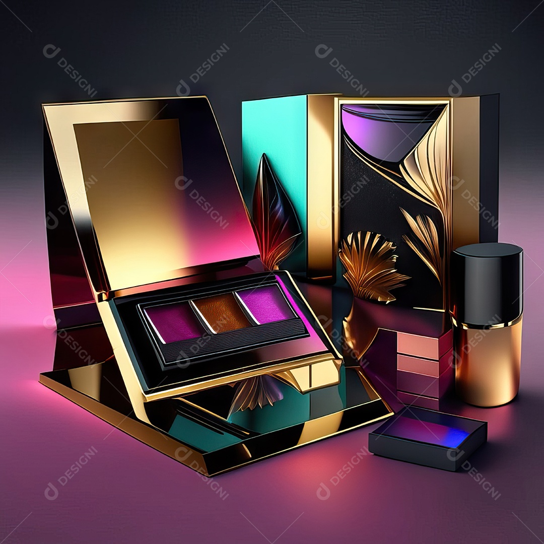Paletas de maquiagem produto moda renderização 3d