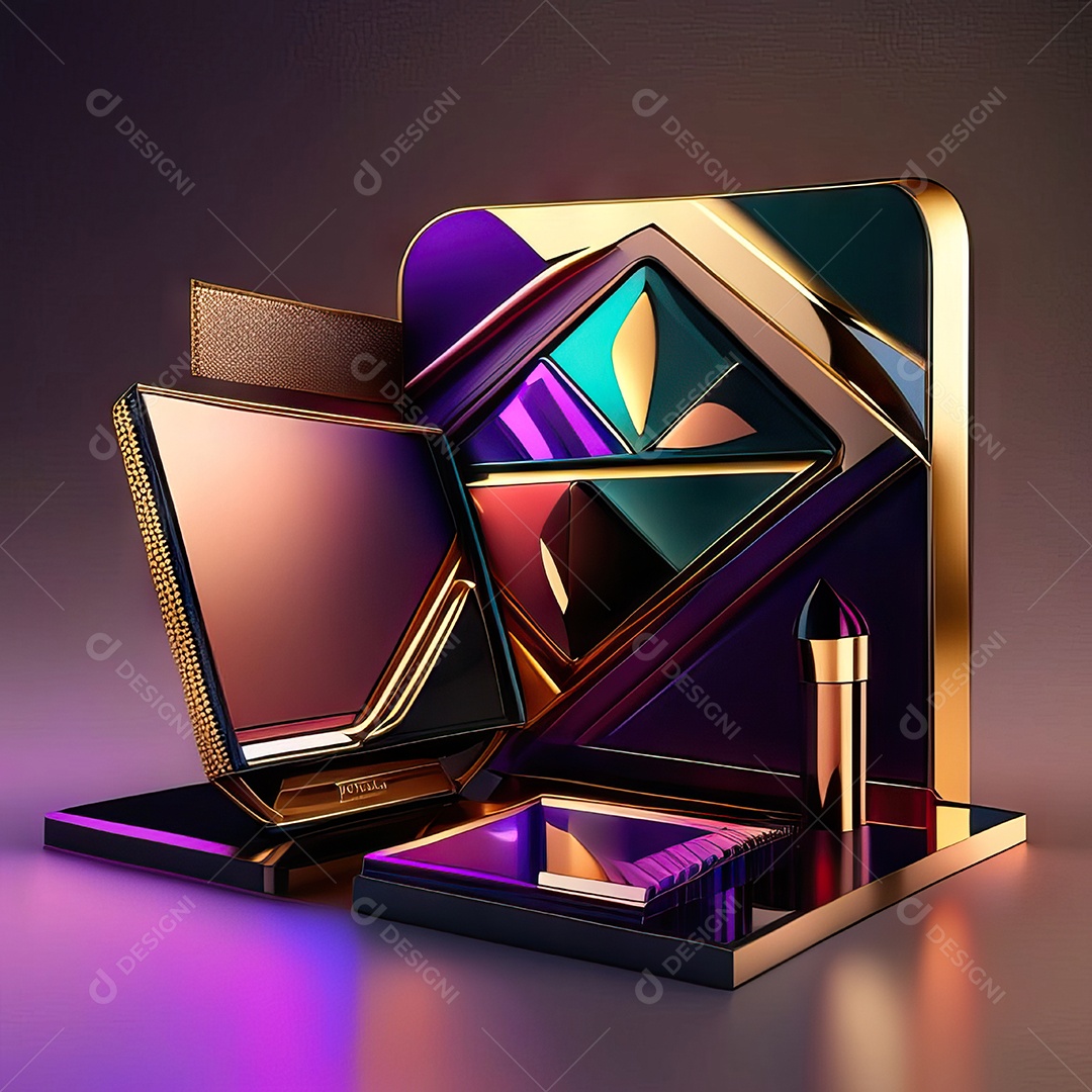 Paletas de maquiagem produto moda renderização 3d