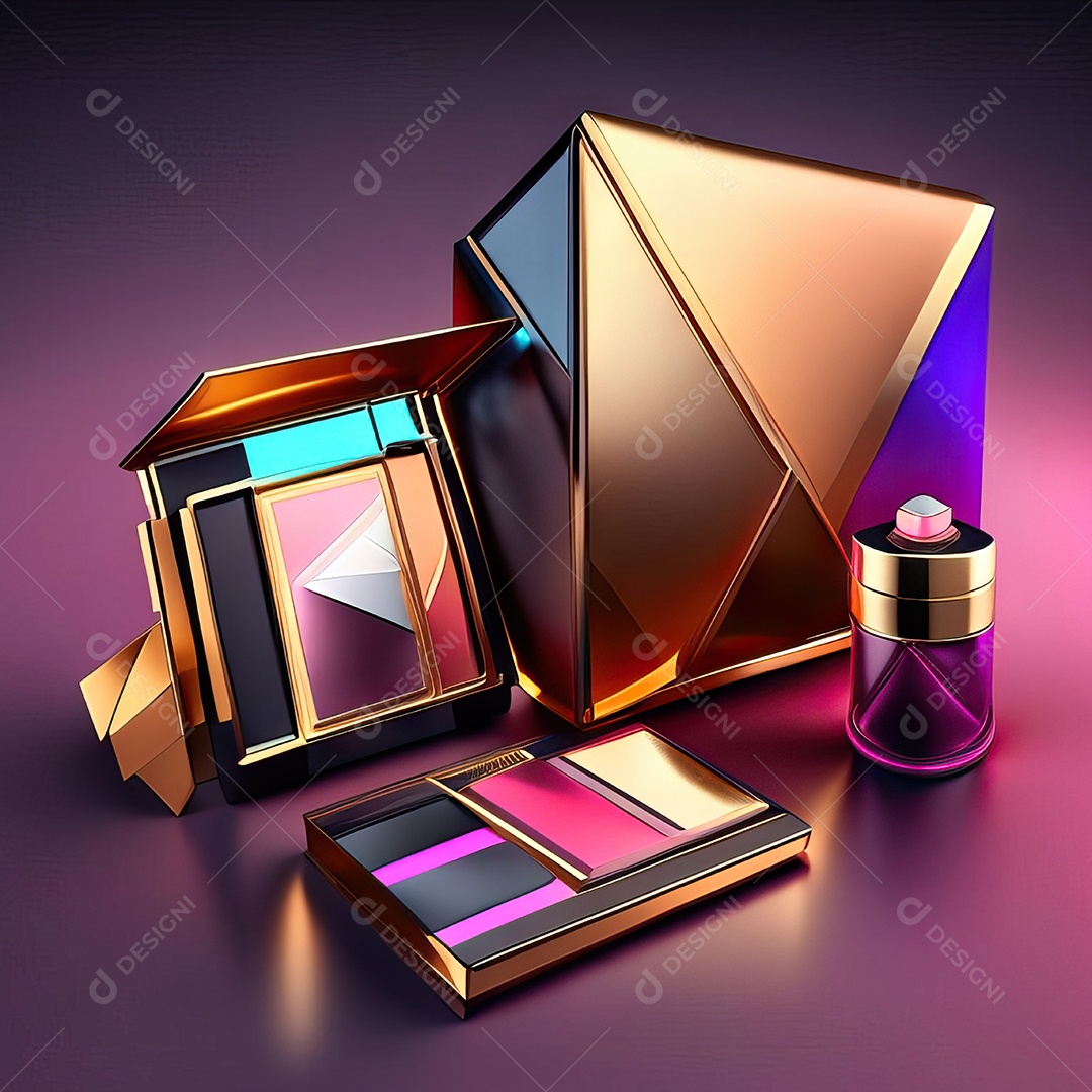 Paletas de maquiagem produto moda renderização 3d