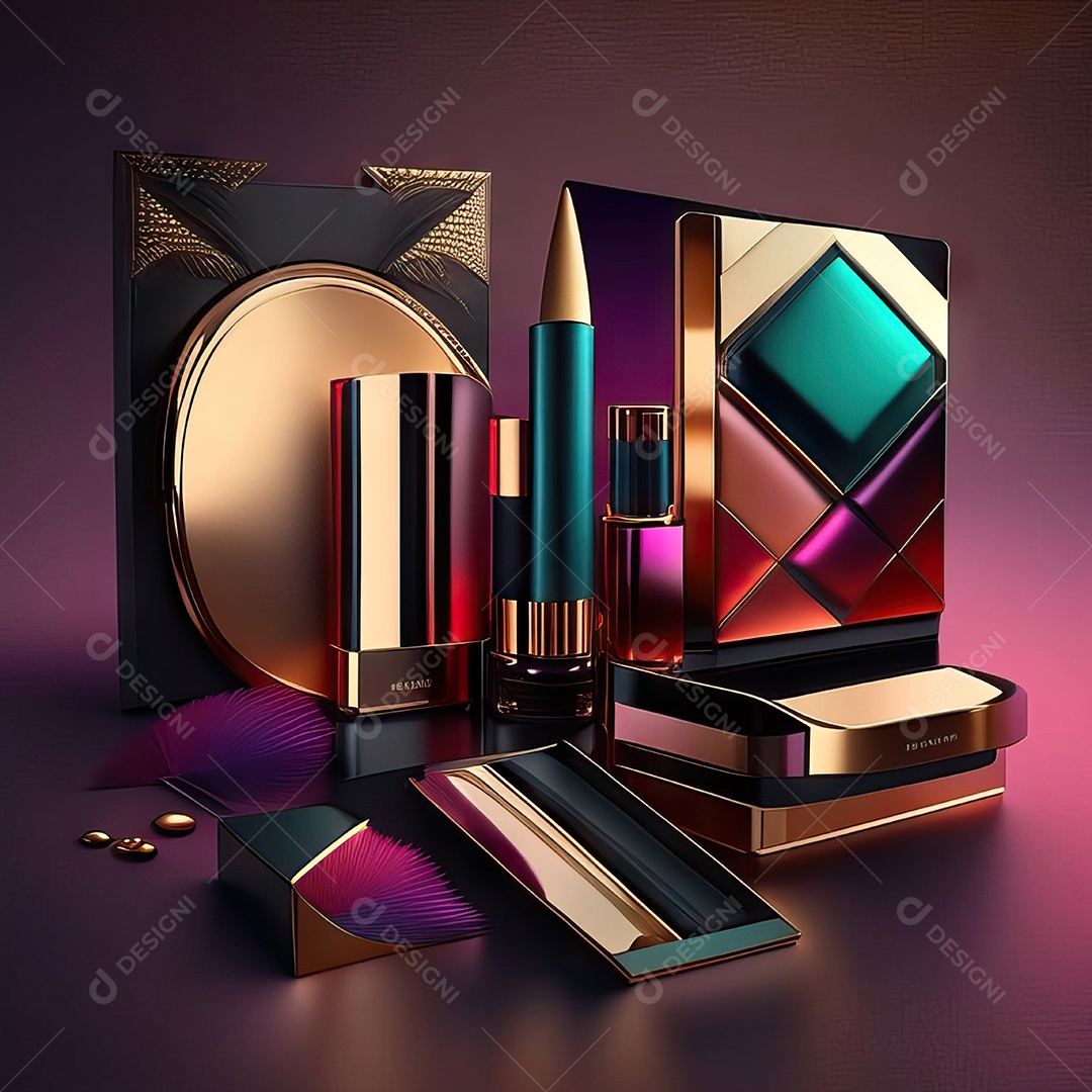 Paletas de maquiagem produto moda renderização 3d