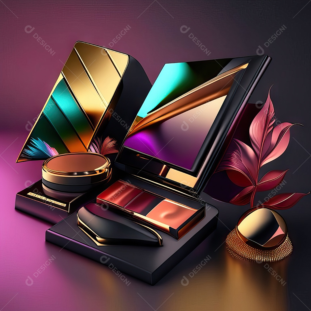 Paletas de maquiagem produto moda renderização 3d
