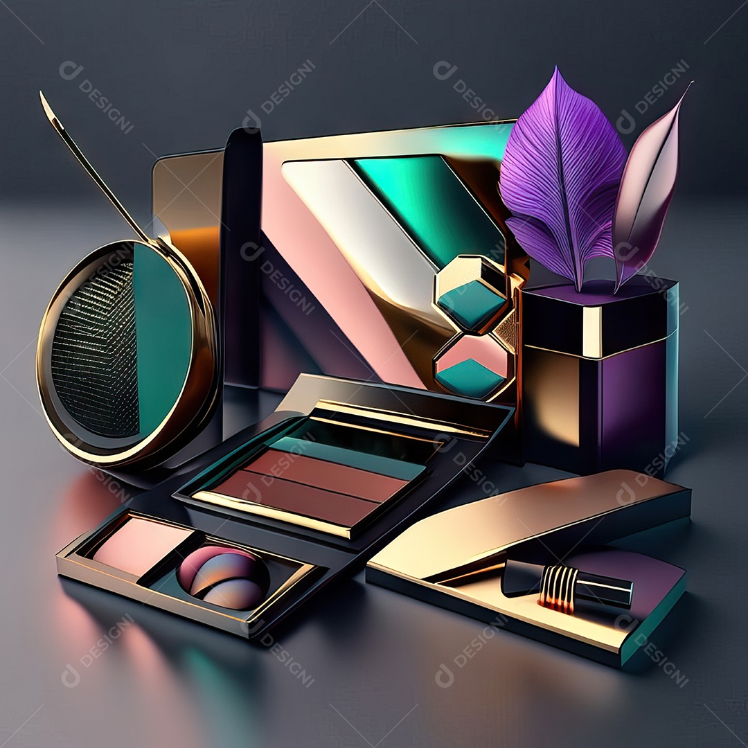 Paletas de maquiagem produto moda renderização 3d