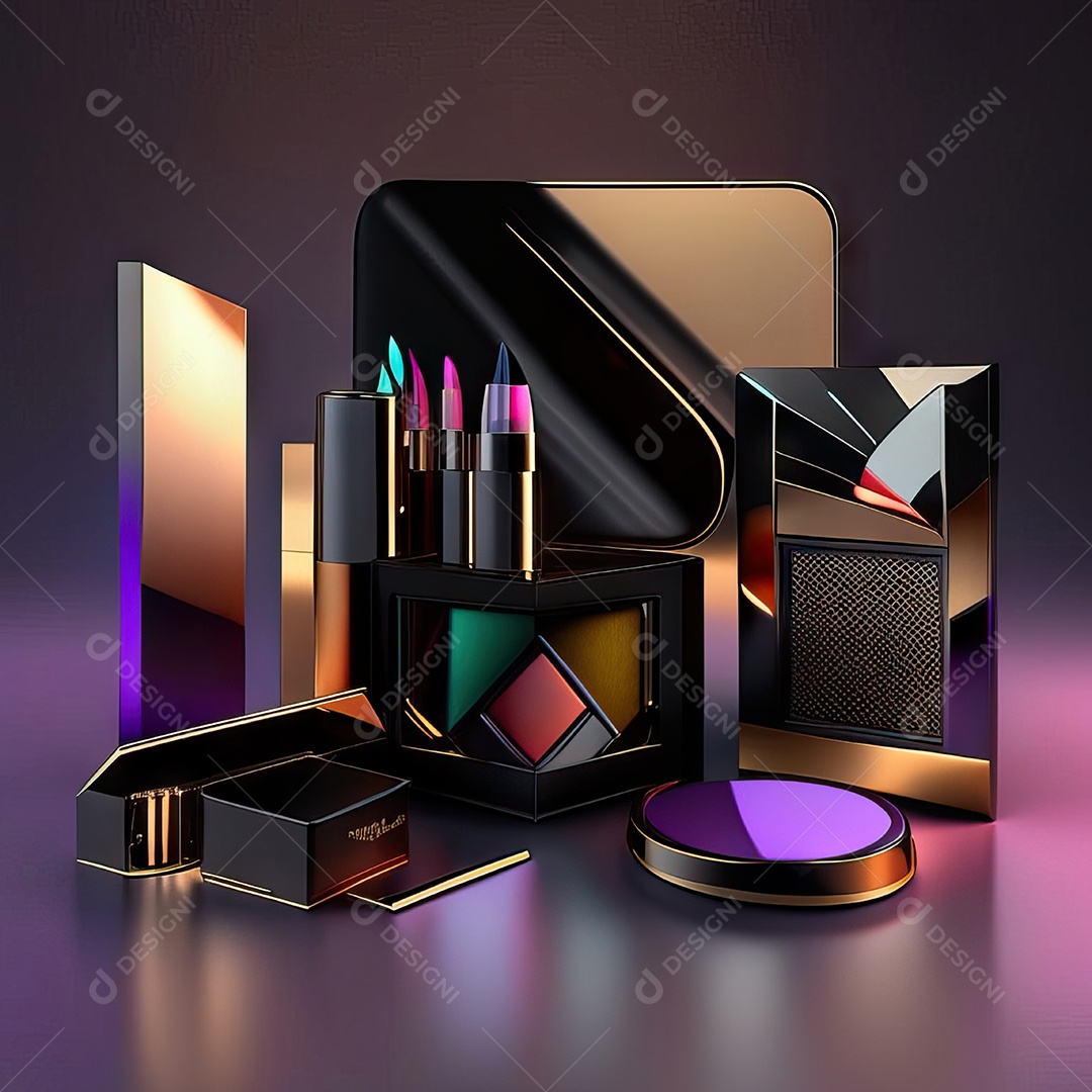 Paletas de maquiagem produto moda renderização 3d