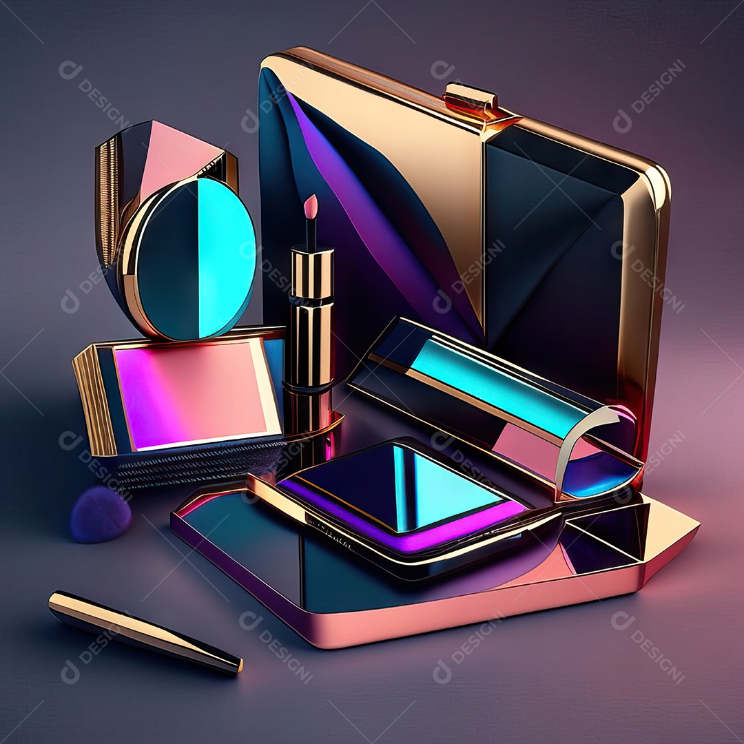 Paletas de maquiagem produto moda renderização 3d