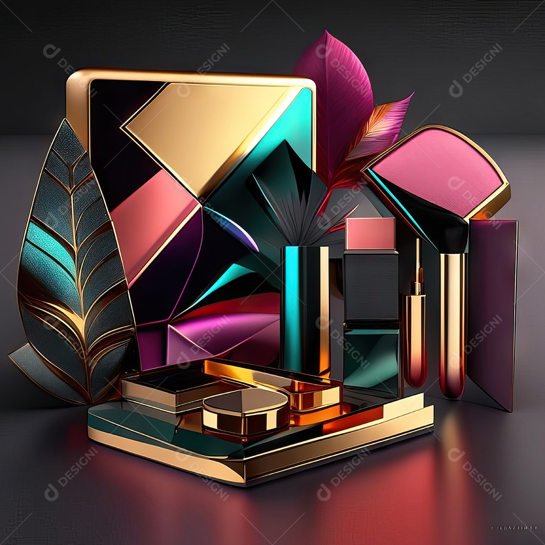 Paletas de maquiagem produto moda renderização 3d