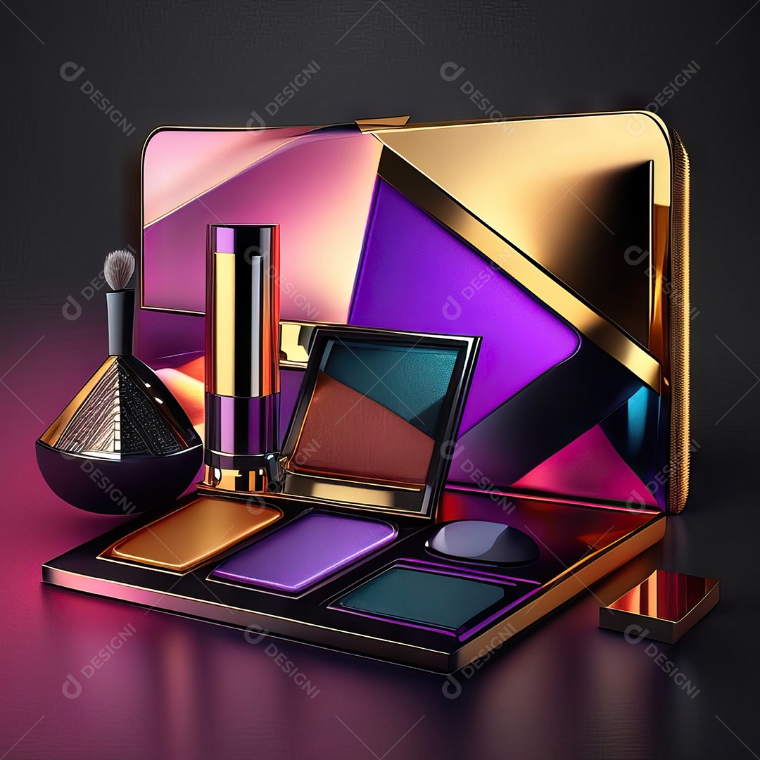 Paletas de maquiagem produto moda renderização 3d