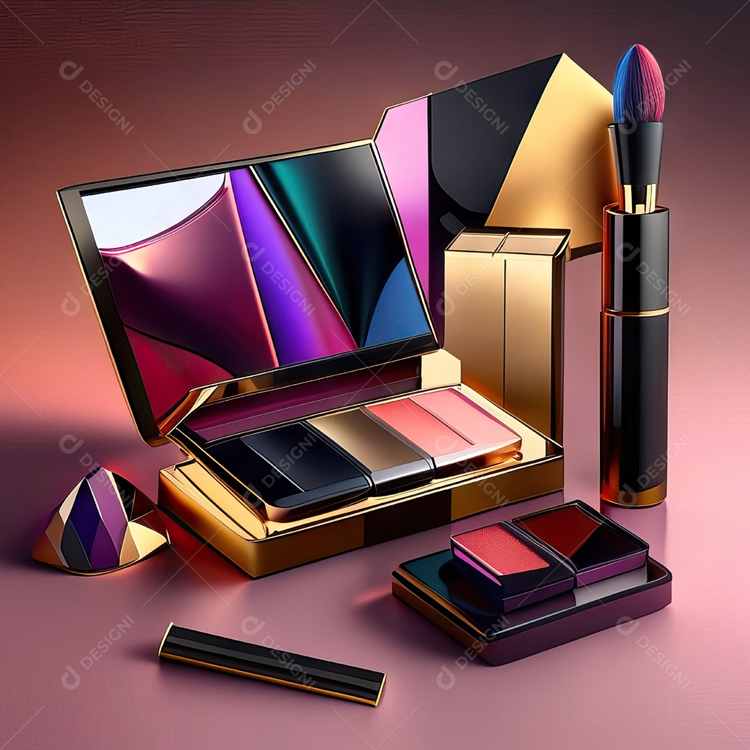 Paletas de maquiagem produto moda renderização 3d