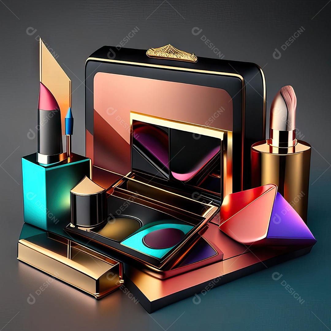 Paletas de maquiagem produto moda renderização 3d