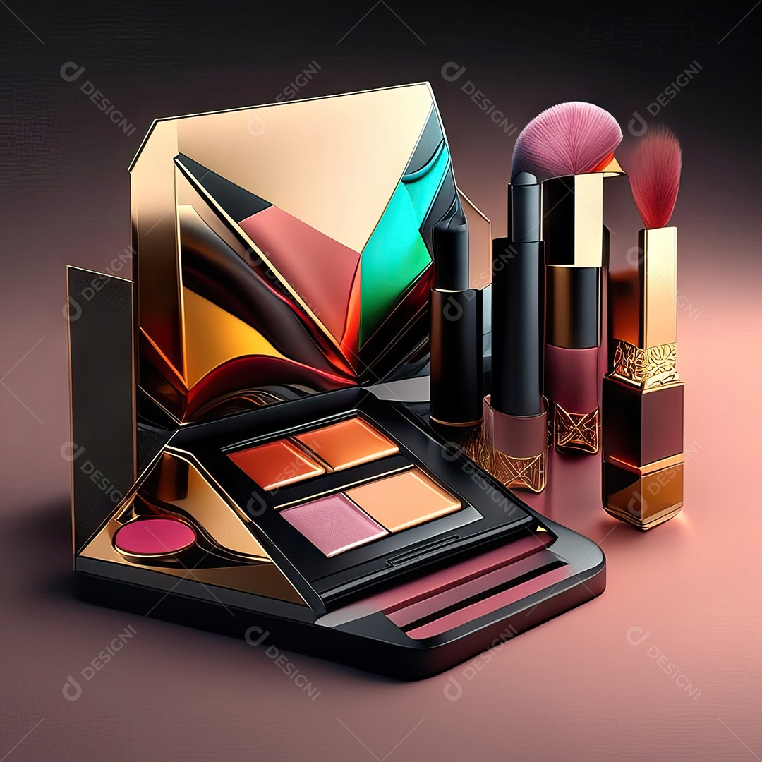 Paletas de maquiagem produto moda renderização 3d