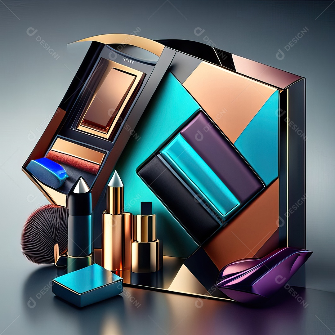 Paletas de maquiagem produto moda renderização 3d