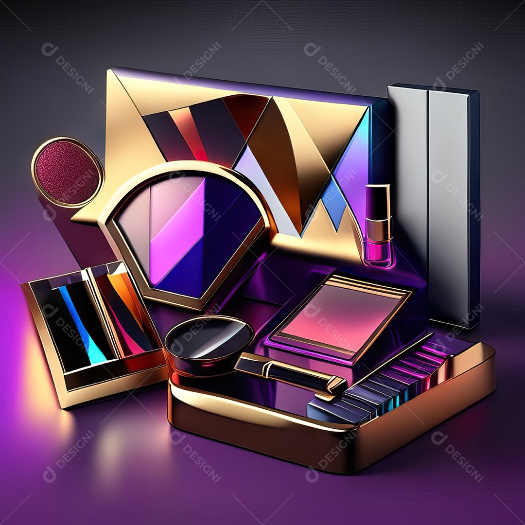 Paletas de maquiagem produto moda renderização 3d