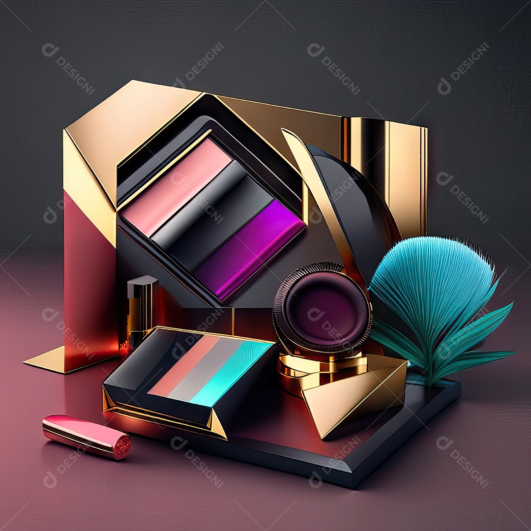 Paletas de maquiagem produto moda renderização 3d