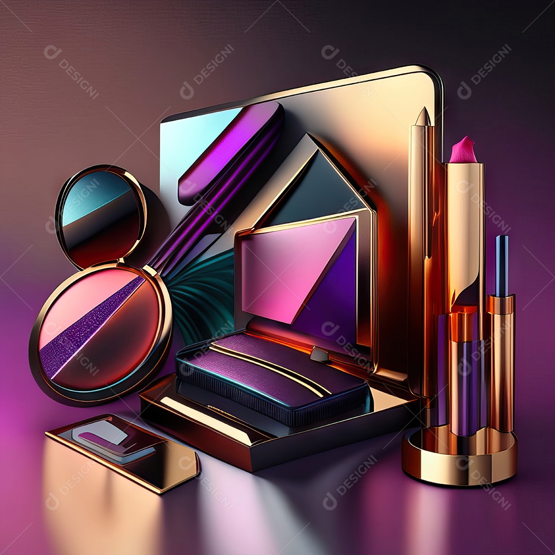 Paletas de maquiagem produto moda renderização 3d