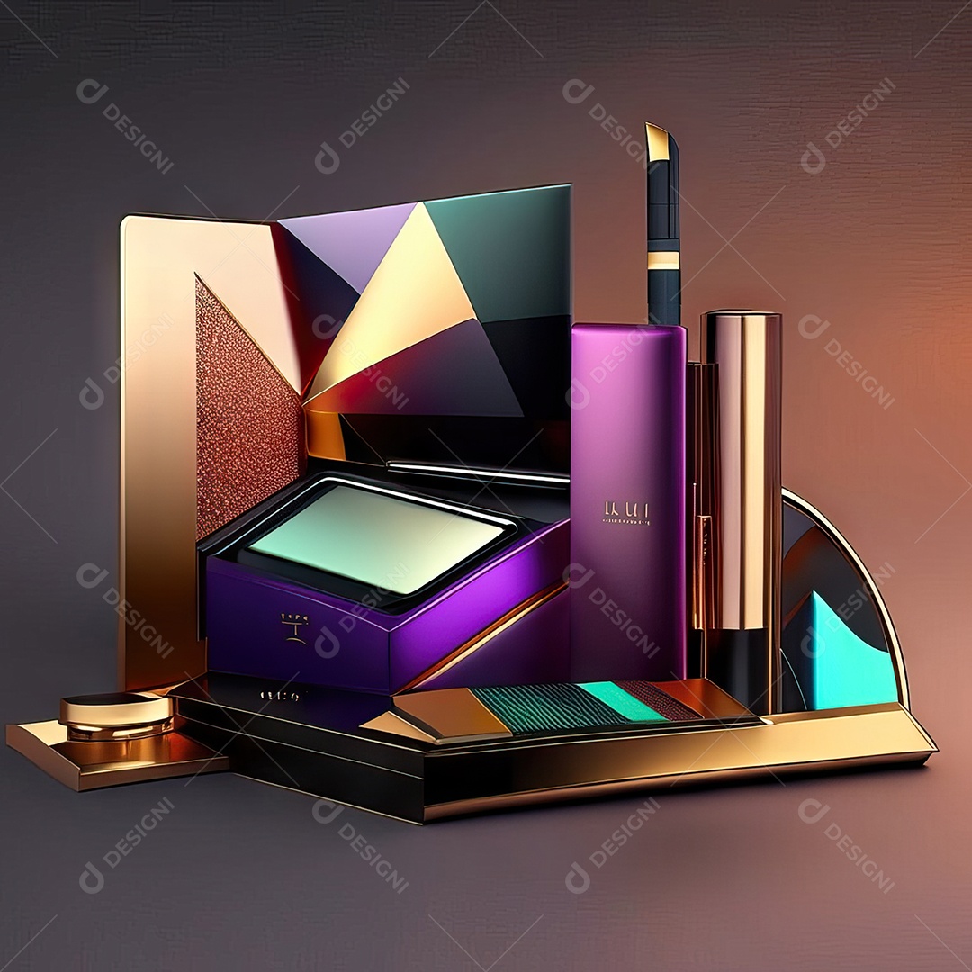 Paletas de maquiagem produto moda renderização 3d